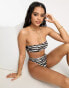 Фото #1 товара South Beach mix & match bandeau bikini top in zebra print