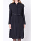 Фото #1 товара Women's Pleated Collared Long Sleeve Midi Dress