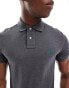 Фото #4 товара Polo Ralph Lauren icon logo slim fit pique polo in charcoal marl