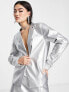 I Saw It First – Oversize-Dad-Blazer in Metallic-Silber, Kombiteil