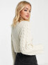 & Other Stories wool blend high neck cropped sweater in beige melange