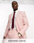 Фото #1 товара ASOS DESIGN super skinny suit jacket in linen mix in puppytooth check in pink