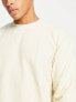Selected Homme waffle crew neck sweat in cream
