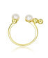 ფოტო #3 პროდუქტის Sterling Silver with 14K Gold Plated and 5MM freshwater Pearls Modern Ring