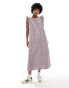 Reclaimed Vintage maxi dress with asymmetric ruching in gingham