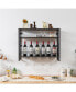 Фото #4 товара 3-Tiers Industrial Wall Mounted Wine Rack with Glass Holder and Metal Frame