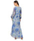 Women's Abstract Floral Chiffon Gown