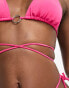 Фото #2 товара Monki co-ord triangle wrap around bikini top with ring detail in hot pink