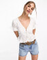 Фото #1 товара & Other Stories broderie frill hem blouse in white