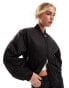 & Other Stories zip front bomber jacket with volume sleeves in black