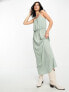 ONLY ruched out maxi dress in green spot