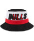 Фото #3 товара Men's White, Black Chicago Bulls Back Half Bucket Hat