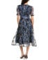 Фото #2 товара Gracia Sheer Floral Print A-Line Dress Women's Blue S