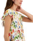Women's Floral-Printed Flutter-Sleeve Pleated Top