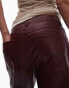 Topshop ankle grazer straight leg faux leather trouser in burgundy Ochsenblutrot, 40 - фото #10