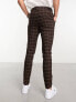 Фото #4 товара ASOS DESIGN skinny wool mix smart trousers in chocolate brown window check