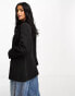 Фото #2 товара Miss Selfridge Petite oversized double breasted blazer in black - BLACK