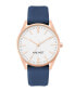 Фото #1 товара Women's Quartz Navy Faux Leather Band Watch, 36mm