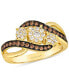 Chocolate Diamond & Nude Diamond Cluster Swirl Ring (1/2 ct. t.w.) in 14k Gold