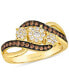 Фото #1 товара Chocolate Diamond & Nude Diamond Cluster Swirl Ring (1/2 ct. t.w.) in 14k Gold