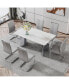 Фото #9 товара White Marble Dining Table, Stainless Steel Legs, 63"