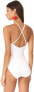 Kate Spade New York Womens 182705 High Neck White One Piece Swimsuit Size M