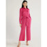 Фото #1 товара Scoop Wide Leg Satin Jumpsuit with Cargo Pockets Women Large Pink 100% Polyester