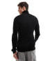 Brave Soul cotton ribbed roll neck jumper in black