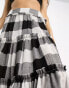 ASOS DESIGN Petite tiered midi skirt in mono gingham 34 - фото #6