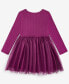 Toddler Girls Long-Sleeve Ribbed Glitter-Tulle Dress, Created for Macy's Розовый, 3T - фото #2