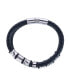 ფოტო #2 პროდუქტის Silver and Leather Double Band Secure Clasp Bracelet