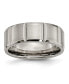 Titanium Satin and Polished Grooved Wedding Band Ring