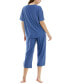 ფოტო #5 პროდუქტის Women's 2-Pc. Cropped Anchor-Print Pajamas Set