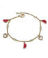 Red Moon and CZ Heart Charm Bracelet