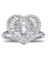 ფოტო #3 პროდუქტის Cubic Zirconia Baguette Heart Statement Ring in Sterling Silver, Created for Macy's