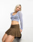 Фото #4 товара COLLUSION knitted lace trim crop top in blue