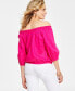 Фото #2 товара Women's Smocked Off-The-Shoulder Blouse, Created for Macy's