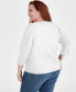 Women's Cotton 3/4-Sleeve Henley Tee, Created for Macy's Белый, XL - фото #4