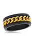 ფოტო #1 პროდუქტის Stainless Steel Gold Curb Link Ring - Black Plated