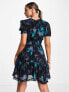 AllSaints Via Ceres butterfly print mini dress in black