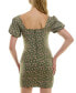 ფოტო #2 პროდუქტის Juniors' Floral-Print Twist-Front Bodycon Dress