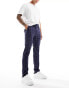 ASOS DESIGN smart skinny trousers in navy window pane check