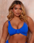 Wolf & Whistle X Natalie Gessey Fuller Bust bikini top in colbalt blue with knot detail straps BLAU, 8E-F - фото #1