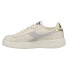 Diadora Game Step Premium Tumbled Leather Lace Up Womens Gold, Off White Sneake