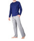 ფოტო #2 პროდუქტის Men's Knit Long Sleeve Pajama Set