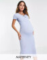 Фото #1 товара Flounce London Maternity – Basic-Midikleid aus Jersey in Babyblau mit Flügelärmeln