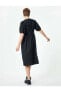 Фото #7 товара Платье женское средней длины Koton Balon Kol Midi Boy Bebe Yaka Pamuklu - 4SAL80100IW ЧЕРНЫЙ