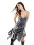 Фото #1 товара Reclaimed Vintage limited edition dress with ruching and ties in dark silver