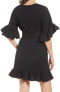 Фото #2 товара 1.State 171666 Womens Solid Asymmetrical Ruffled Edge Wrap Dress Black Size 4