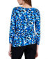 Фото #2 товара Women's Printed Long-Sleeve Side-Tie Top